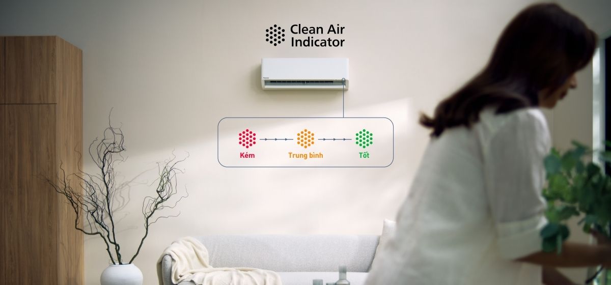 Công nghệ Clean Air Indication với đèn báo 3 màu 