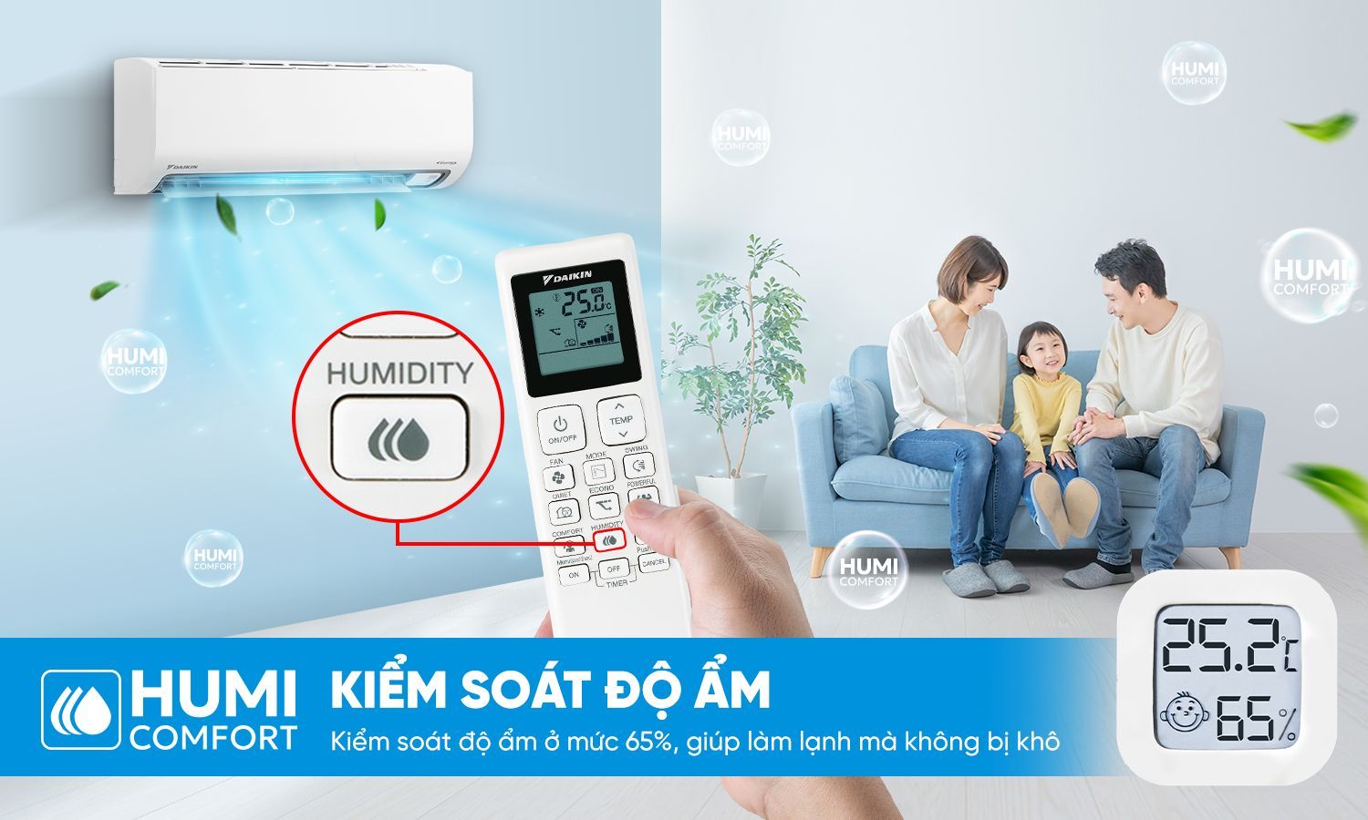 Chức năng Humi Comfort kết hợp với chế độ làm lạnh