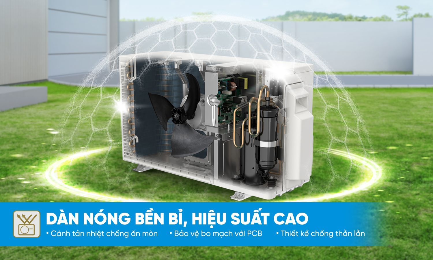 Thiết kế của dàn nóng đã được cải tiến hơn về vỏ dàn nóng