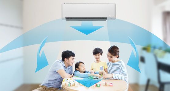 Luồng gió thổi 3 chiều linh hoạt của Daikin FTKY35ZVMV theo 4 hướng lên xuống, trái phải