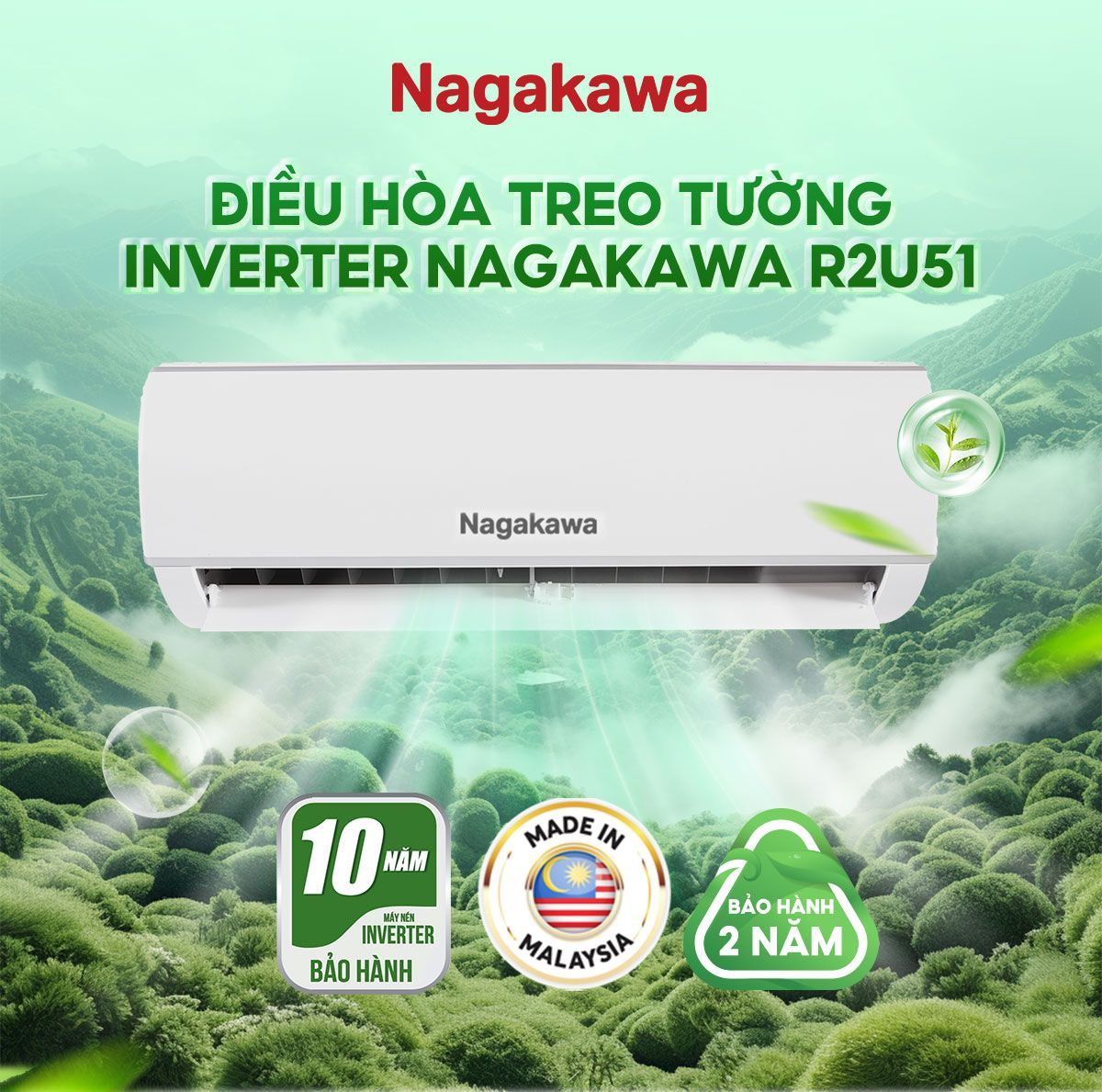 Điều hòa treo tường Nagakawa được bảo hành với thời gian dài