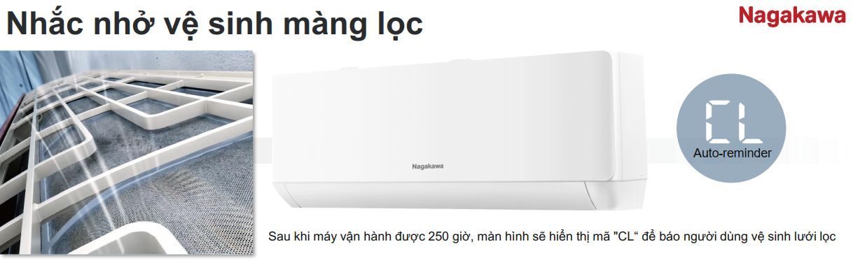 Nhắc nhở vệ sinh màng lọc thông minh sẽ hiển thị sau khoảng 250 giờ