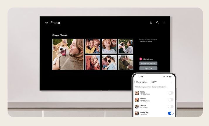 LG 55QNED86ASA bạn có thể truy cập và kết nối với tài khoản Google Photos