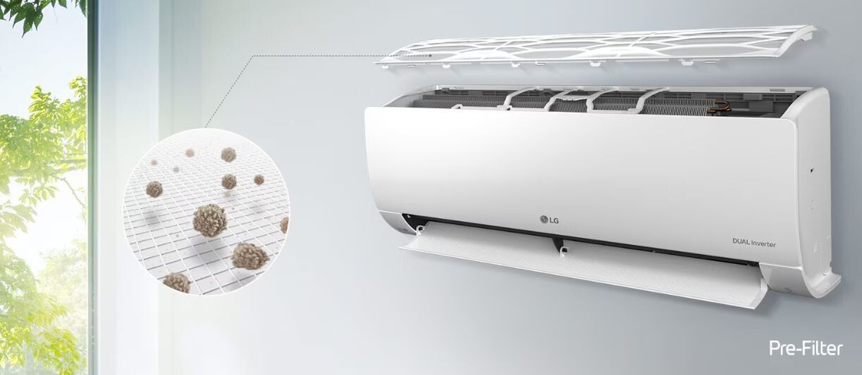 Phần màng lọc sơ cấp bắt giữ các hạt bụi thô 