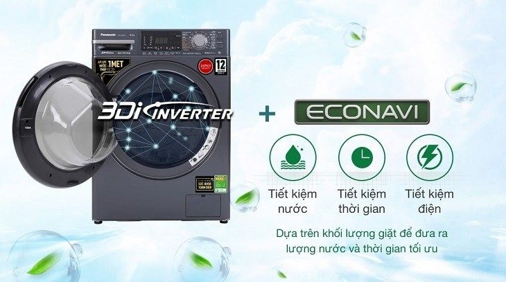 Cảm biến Econavi tự động điều chỉnh mực nước, tối ưu nước giặt