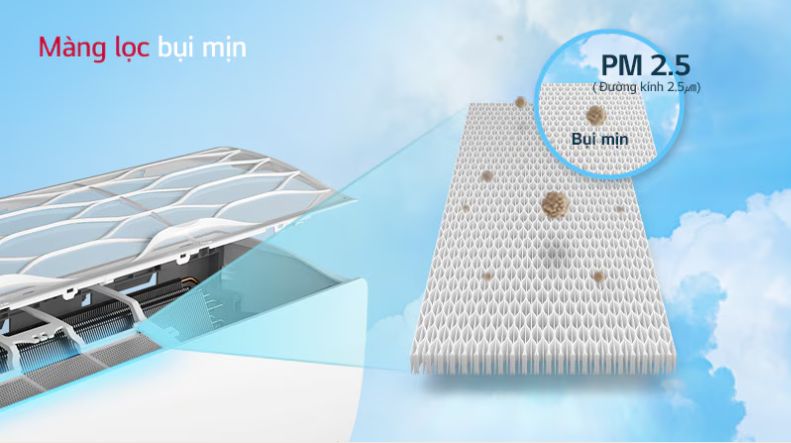 Hệ thống màng lọc bụi mịn tiên tiến giúp loại bỏ hiệu quả tới 90% bụi mịn