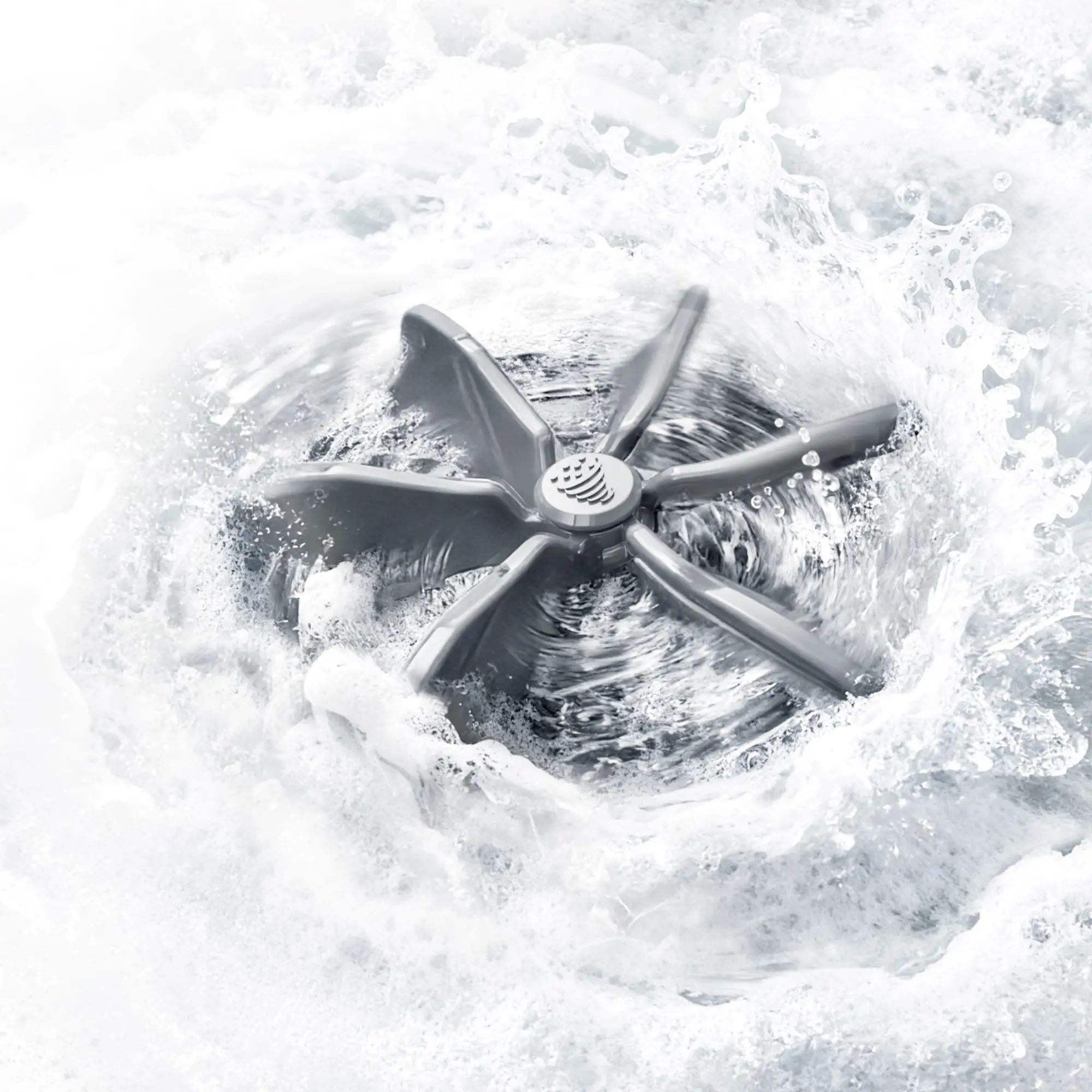 Công nghệ Cyclone Mix sử dụng dòng nước mạnh làm quay cánh quạt