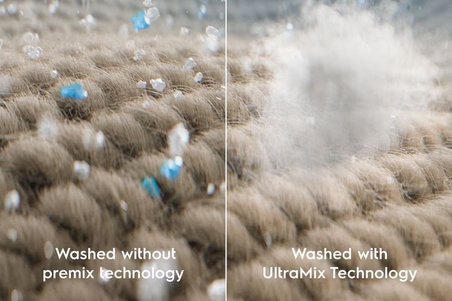 Công nghệ UltraMix hòa tan nước giặt để thấm sâu vào sợi vải