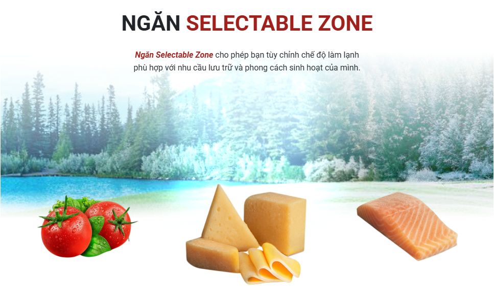 Thiết kế ngăn Selectable Zone có thể bảo quản nhiều loại thực phẩm