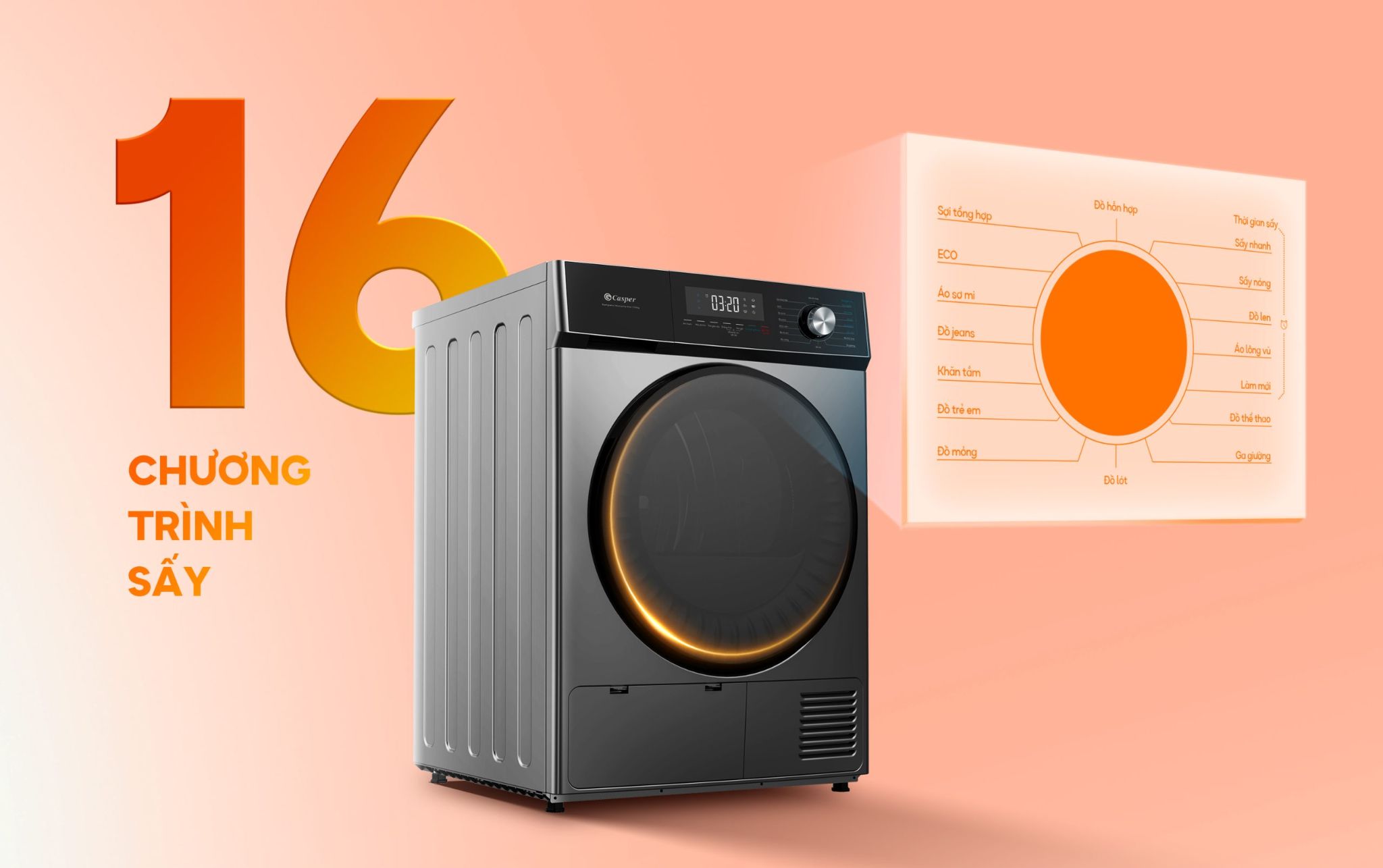 Sở hữu 16 chương trình sấy nổi bật